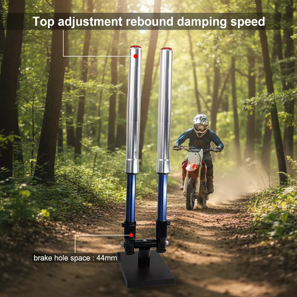 44 မီလီမီတာ ခြေထောက်ပြောင်းပြန်လှန်ထားသော ခက်ရင်းပြန်ဘောင်သို့ ချိန်ညှိနိုင်သော ဆိုင်ကယ် Shock Absorber